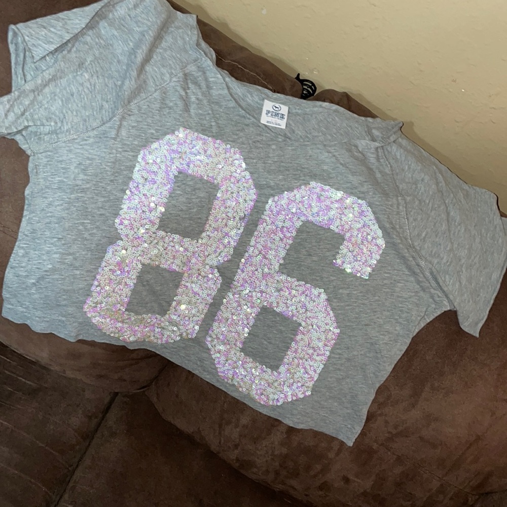 BEAUTIFUL VS PINK BLING CROP TOP